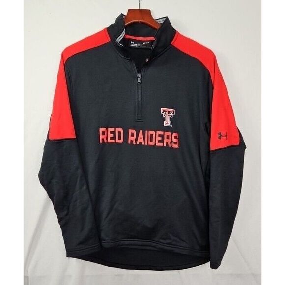Under Armour Texas Tech Red Raiders 1/4 Zip Pullover Mens Size Large Black Nee - Picture 1 of 7